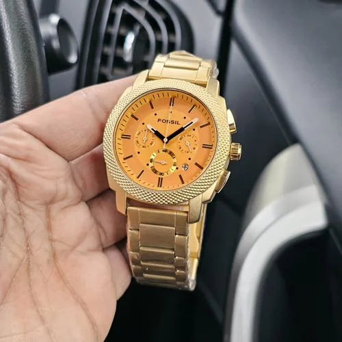 fossil golden stainless steel watch