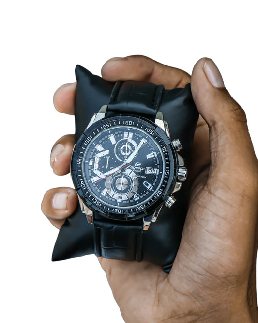 Casio Edifice | Full Black Standard Chronograph Edition Leather Strap