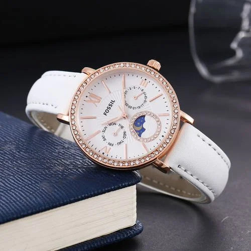fossil full white watch for woman