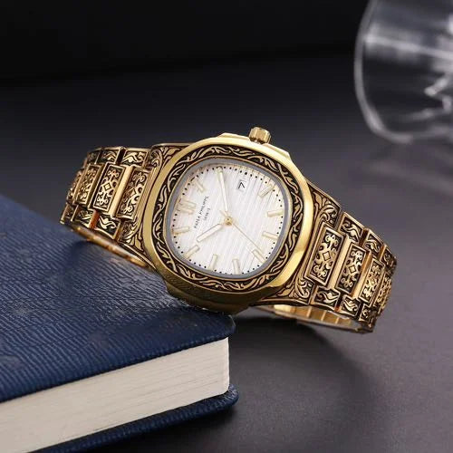 patek philippe gold & white dial watch for man