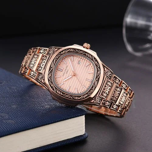 patek philippe rose gold & pink dial watch for man