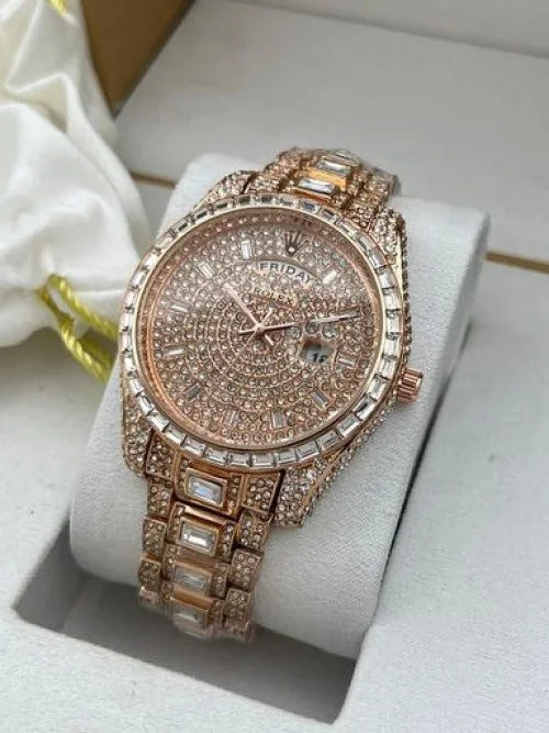 Rolex rose gold diamond watch for man