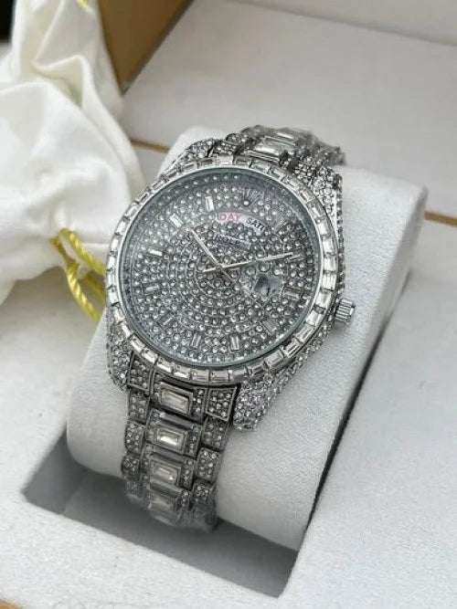 Rolex full silver diamond watch for man